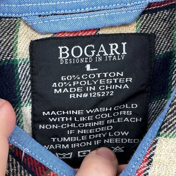 Bogari Grunge Gorpcore Outdoor Multicolor Plaid Casual Flannel Shirt SzL - Picture 6 of 13